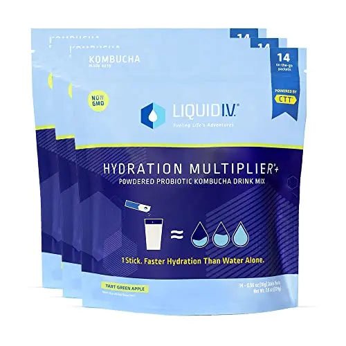 Liquid I.V. Hydration Multiplier + Probiotic Kombucha - Tart Green Apple - Hydration Powder - TrustMedUSA