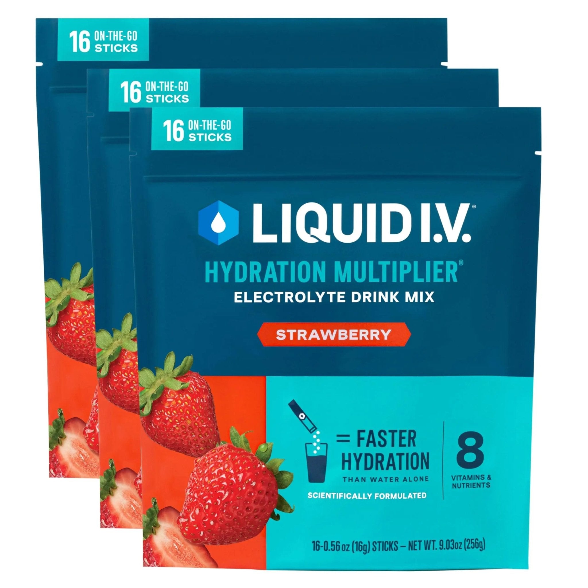 Liquid I.V.® Hydration Multiplier - Strawberry | Electrolyte Powder Drink Mix | 3 Pack (48 Servings) - TrustMedUSA