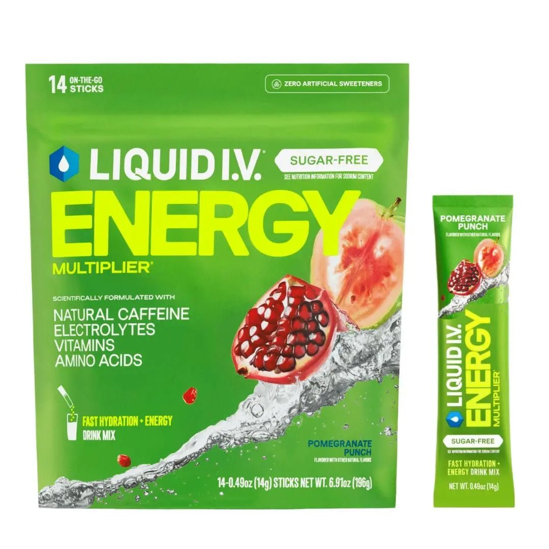 Liquid I.V.® Hydration Multiplier Sugar Free + Energy - Pomegranate Punch | Electrolyte Powder Drink Mix | 1 Pack (14 Servings) - TrustMedUSA