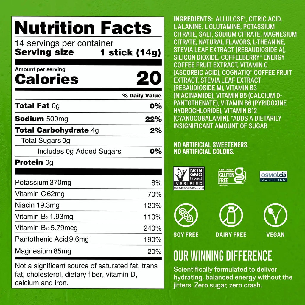 Liquid I.V.® Hydration Multiplier Sugar Free + Energy - Strawberry Kiwi | Electrolyte Powder Drink Mix | 1 Pack (14 Servings) - TrustMedUSA