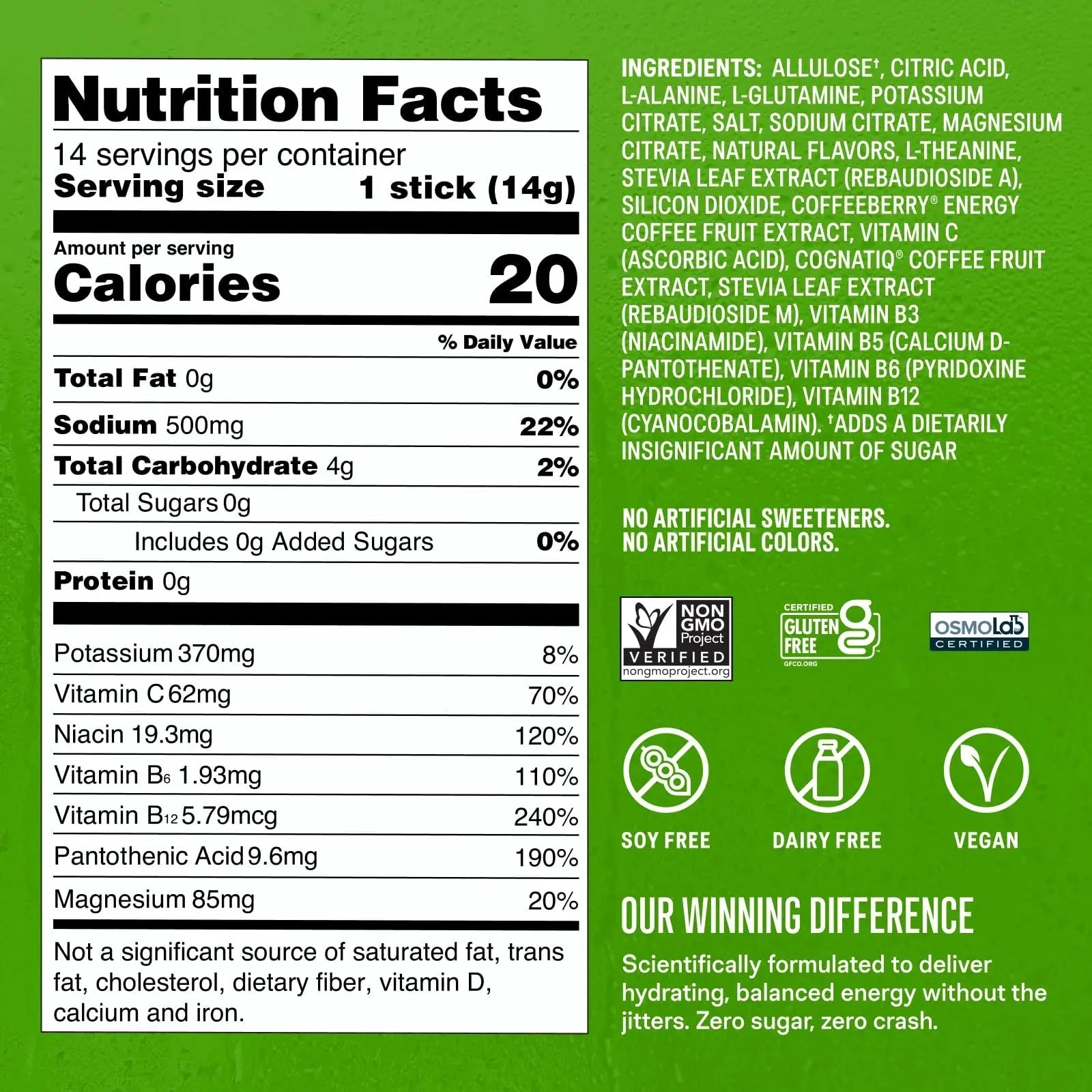 Liquid I.V.® Hydration Multiplier Sugar Free + Energy - Strawberry Kiwi | Electrolyte Powder Drink Mix | 1 Pack (14 Servings) - TrustMedUSA