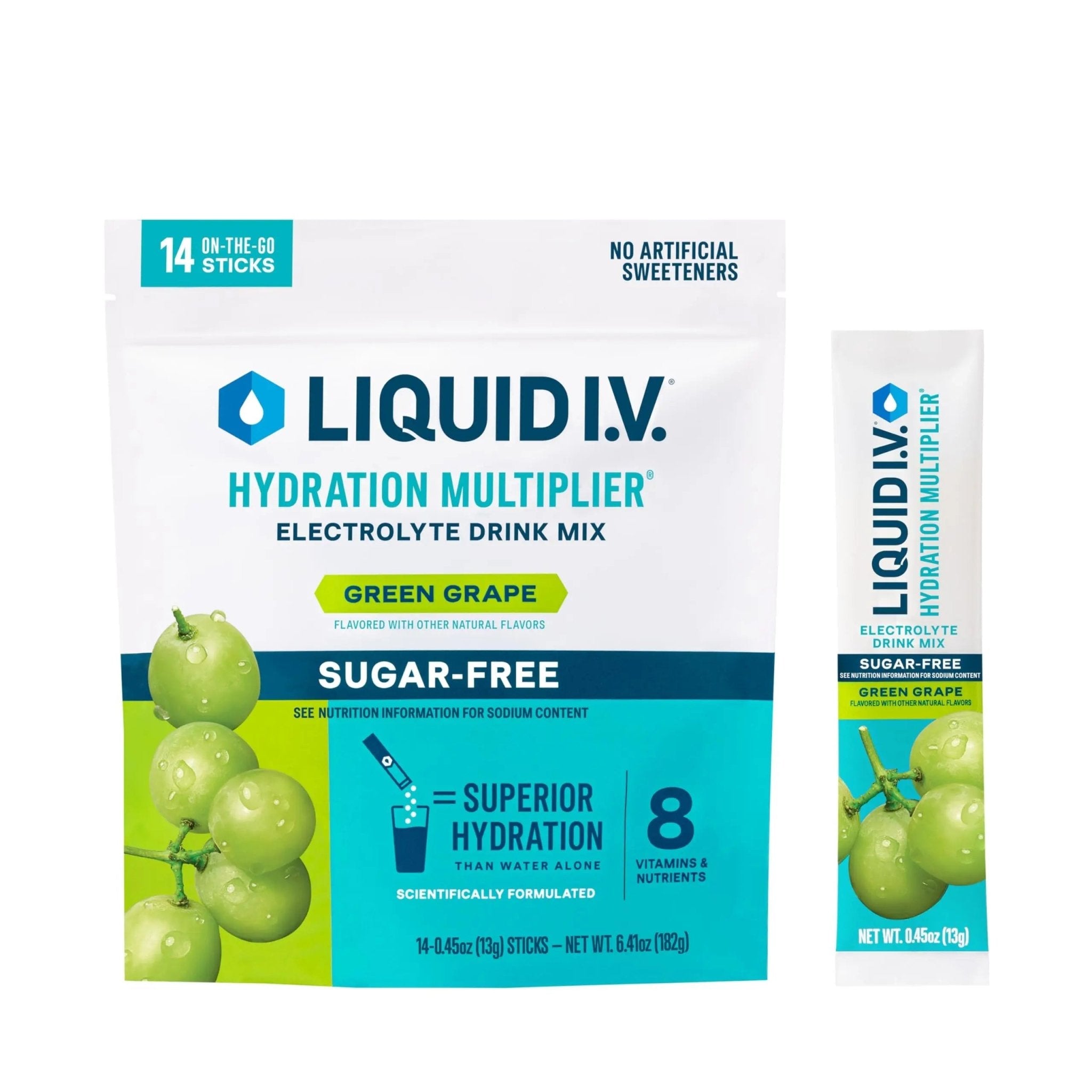 Liquid I.V.® Hydration Multiplier Sugar-Free - Green Grape | Electrolyte Powder Drink Mix | 1 Pack (14 Servings) - TrustMedUSA