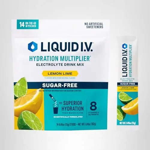 Liquid I.V.® Hydration Multiplier Sugar-Free - Lemon Lime | Electrolyte Powder Drink Mix | 1 Pack(14 Servings) - TrustMedUSA