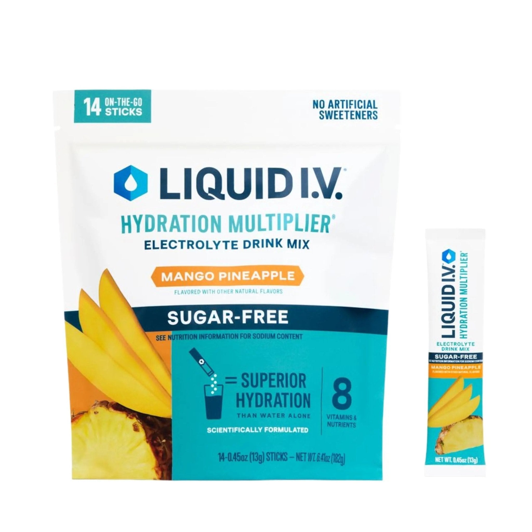 Liquid I.V.® Hydration Multiplier Sugar-Free - Mango Pineapple | Electrolyte Powder Drink Mix | 1 Pack (14 Servings) - TrustMedUSA