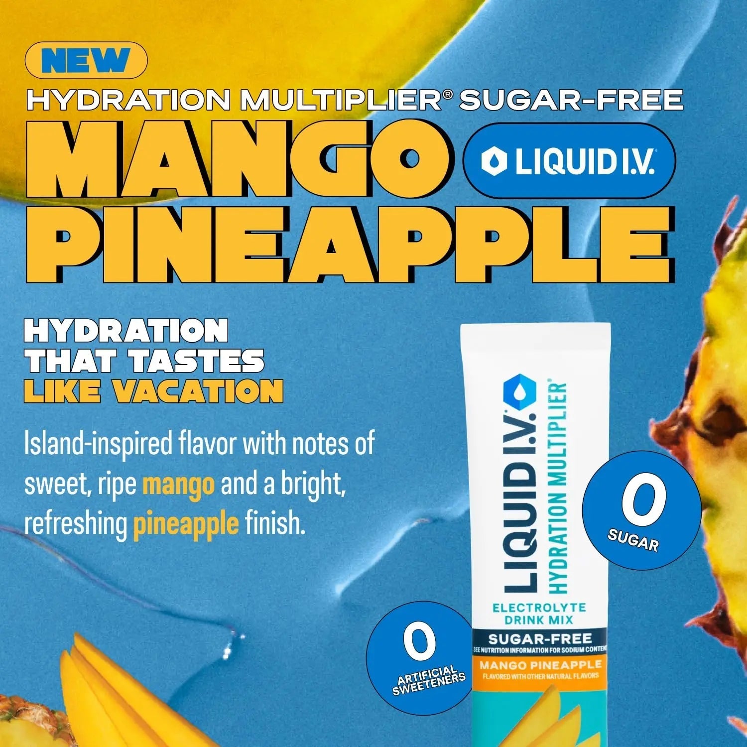 Liquid I.V.® Hydration Multiplier Sugar-Free - Mango Pineapple | Electrolyte Powder Drink Mix | 1 Pack (14 Servings) - TrustMedUSA