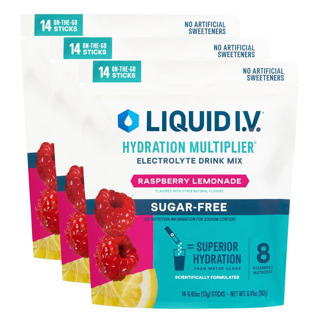 Liquid I.V.® Hydration Multiplier® Sugar-Free - Raspberry Lemonade | Electrolyte Powder Drink Mix | 3 Pack (42 Servings) - TrustMedUSA