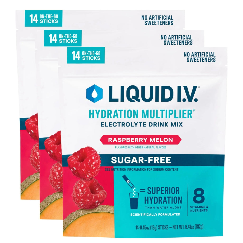 Liquid I.V.® Hydration Multiplier Sugar-Free - Raspberry Melon | Electrolyte Powder Drink Mix | 3 Pack (42 Servings) - TrustMedUSA