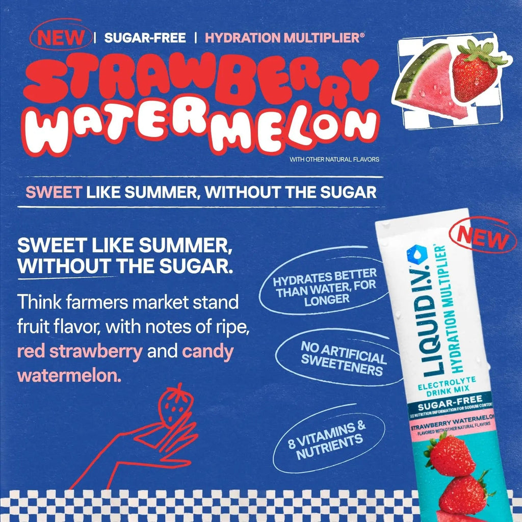 Liquid I.V.® Hydration Multiplier Sugar-Free - Strawberry Watermelon | Electrolyte Powder Drink Mix | 1 Pack (14 Servings) - TrustMedUSA