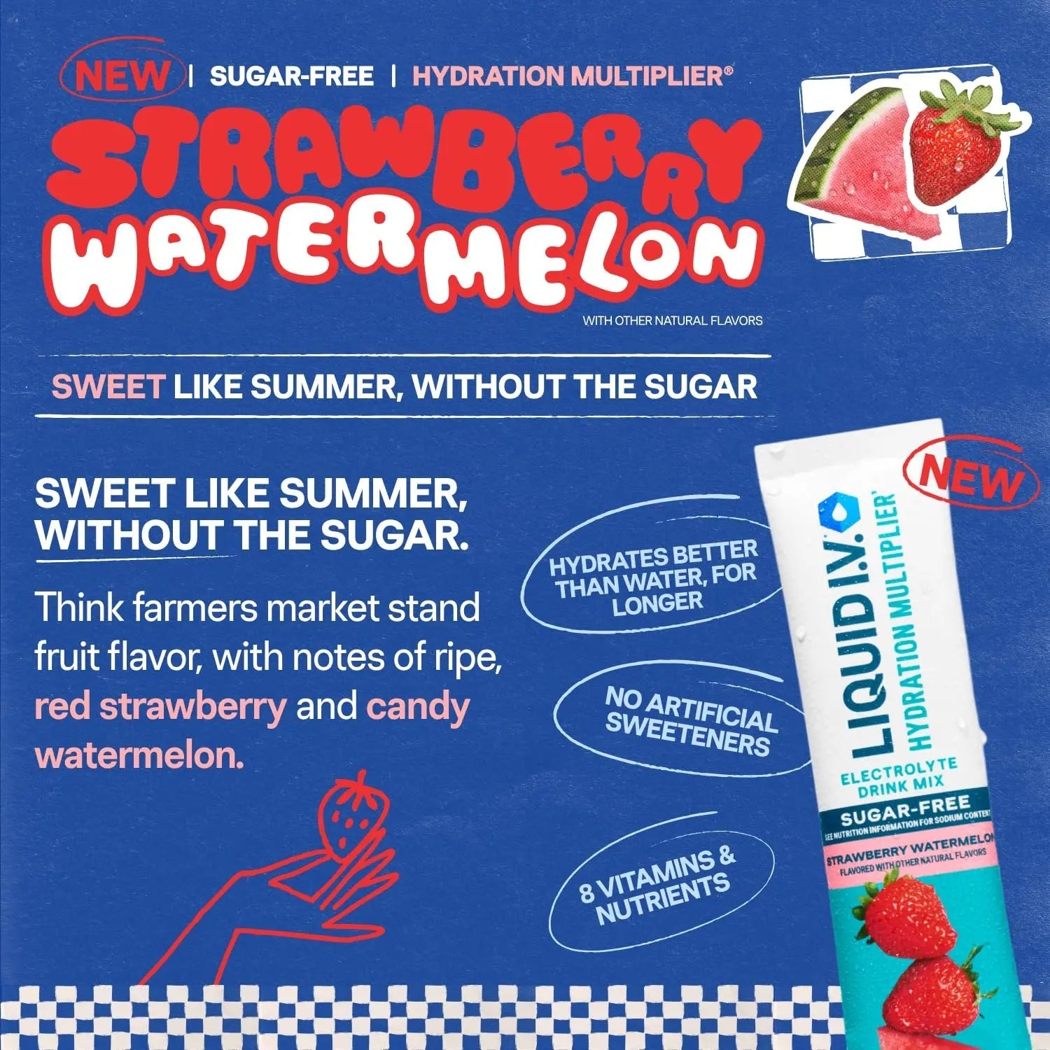 Liquid I.V.® Hydration Multiplier Sugar-Free - Strawberry Watermelon | Electrolyte Powder Drink Mix | 1 Pack (14 Servings) - TrustMedUSA