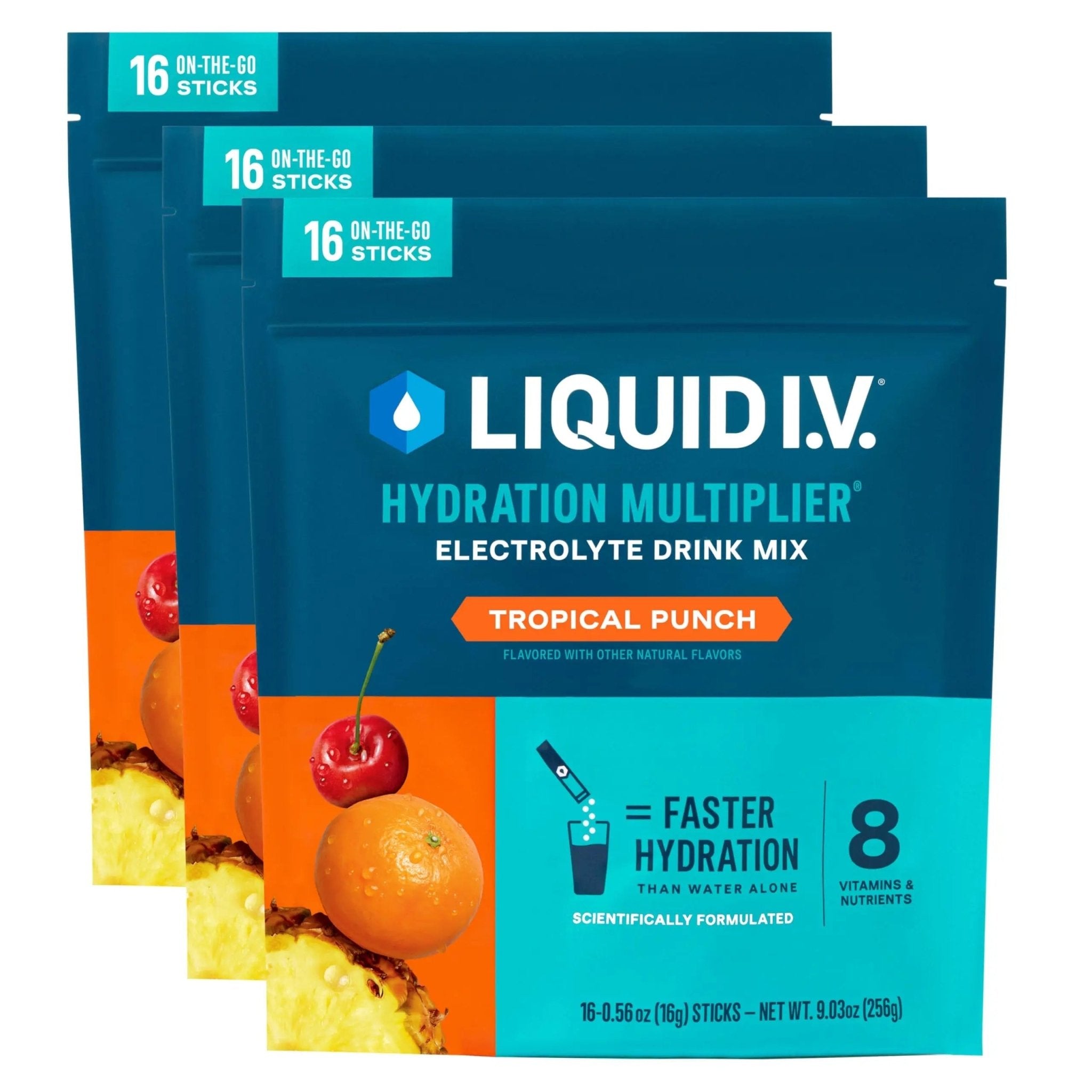 Liquid I.V.® Hydration Multiplier - Tropical Punch | Electrolyte Powder Drink Mix | 3 Pack (48 Servings) - TrustMedUSA