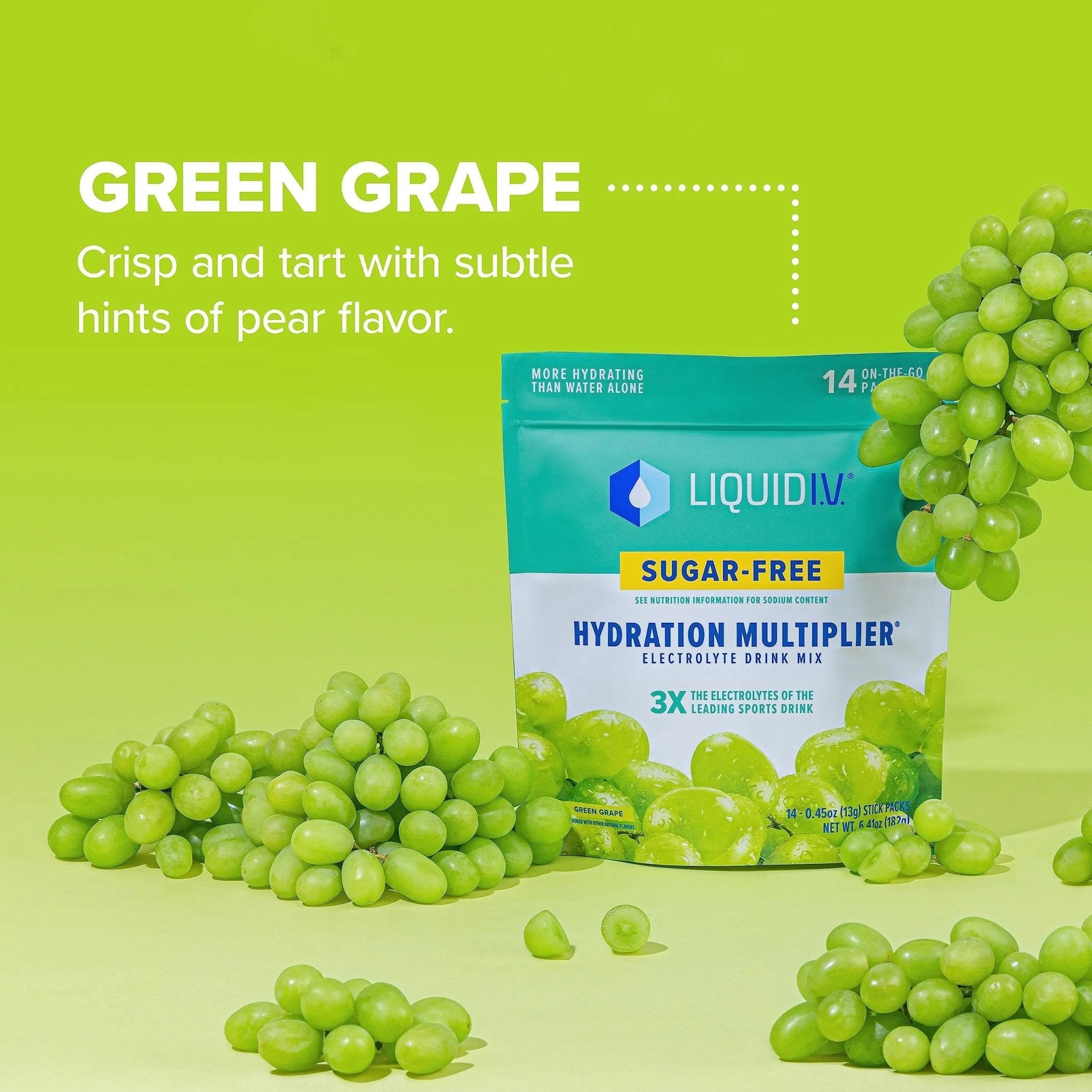 Liquid I.V. Sugar-Free Hydration Multiplier - Green Grape – Hydration Powder Packets - TrustMedUSA