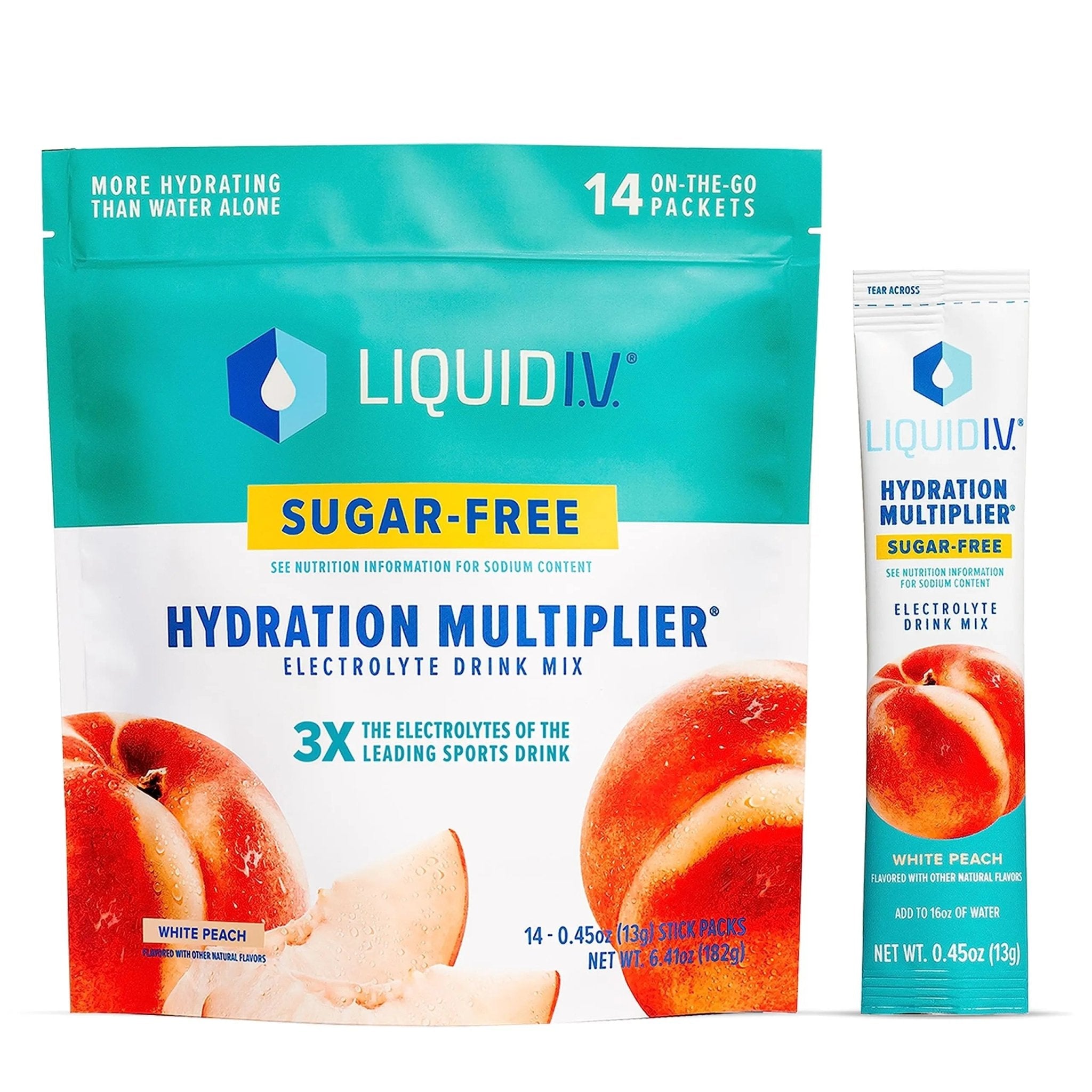 Liquid I.V. Sugar-Free Hydration Multiplier - White Peach – Hydration Powder Packets - TrustMedUSA