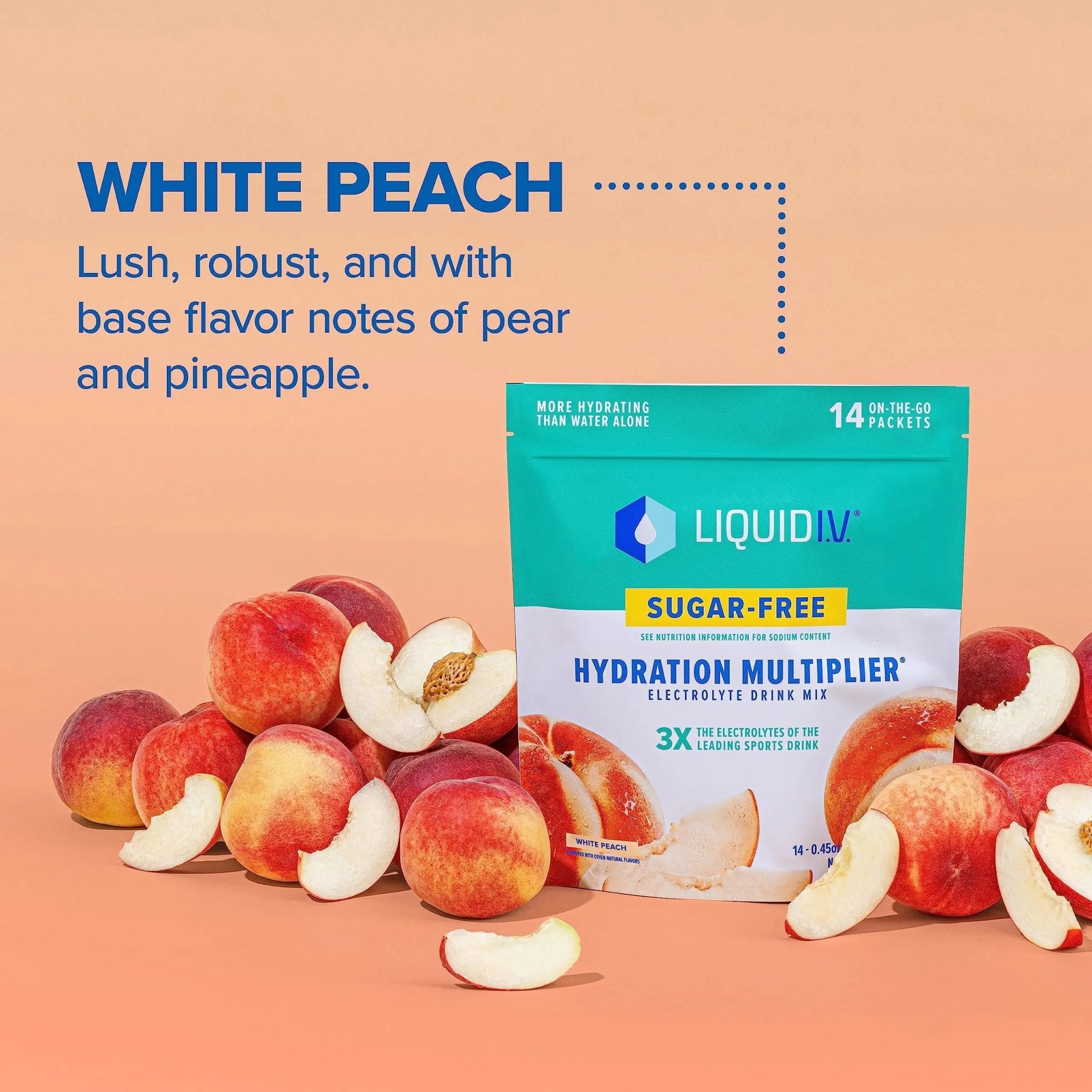 Liquid I.V. Sugar-Free Hydration Multiplier - White Peach – Hydration Powder Packets - TrustMedUSA