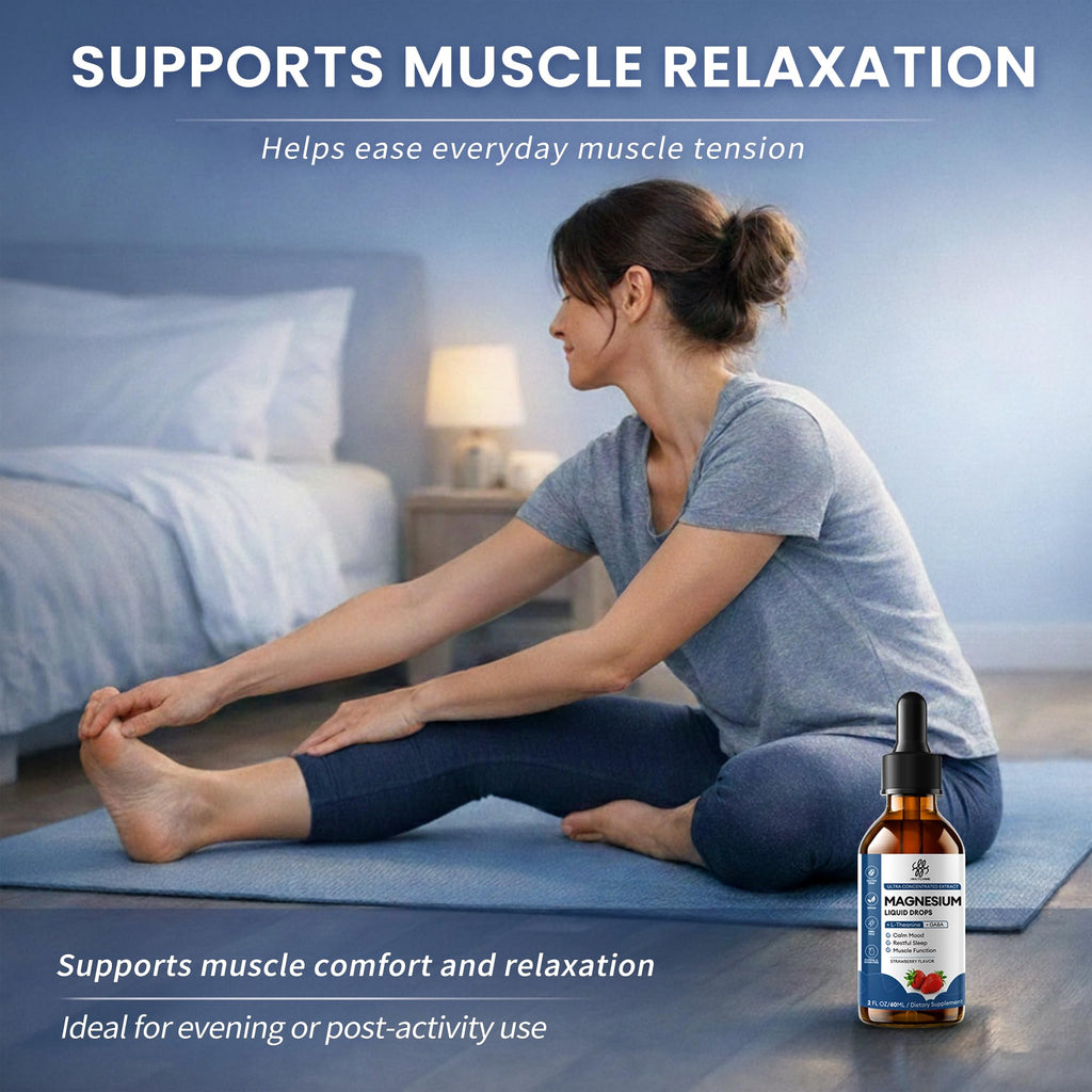 Liquid Magnesium Glycinate Drops for Nighttime Sleep & Calm Support, Triple Chelated Magnesium Complex with L-Theanine & GABA, Pre-Dissolved Liquid for Gentle Absorption, Strawberry Flavor, 2 Fl Oz - TrustMedUSA