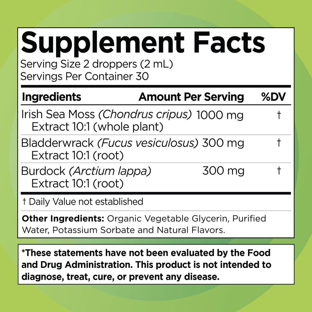 Liquid Naturals Irish Sea Moss Drops - Citrus Berry Flavor - 92+ Essential Minerals & Vitamins - Energy, Skin, Gut, Recovery - Bladderwrack and Burdock Root - 2 fl. oz - TrustMedUSA
