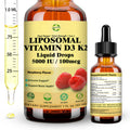 Liquid Vitamin D3 K2 Drops with Calcium Magnesium Omega3, High Potency 5-in-1 D3 K2 Vitamin 5000 IU Supplement for Bone Health, Heart Teeth & Immue, Ultra High Absorption Liposomal D3K2 Plant-Based - TrustMedUSA