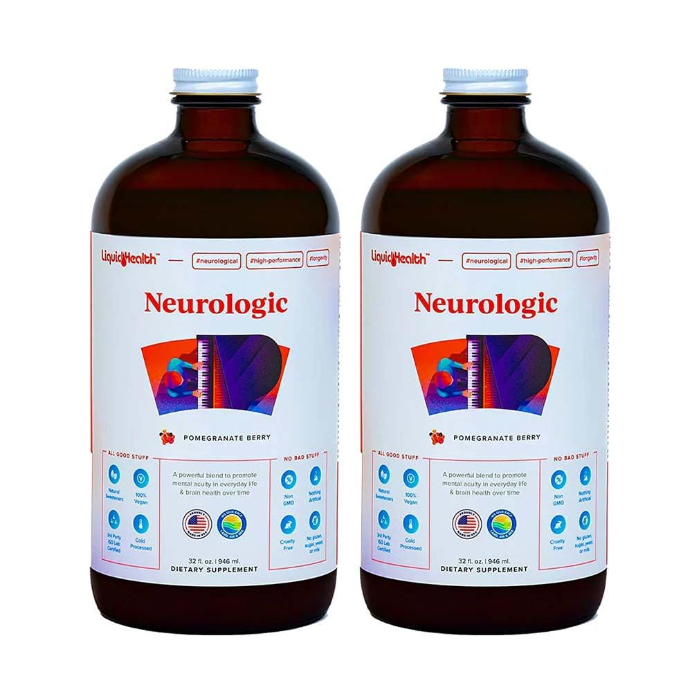 LIQUIDHEALTH Neurologic Focus Supplement - Brain Booster Nootropic Supplement for Cognitive Function, Memory & Focus with Ginkgo Biloba, Choline, L-Theanine & Phosphatidylserine - USA Made (2 Pack) - TrustMedUSA