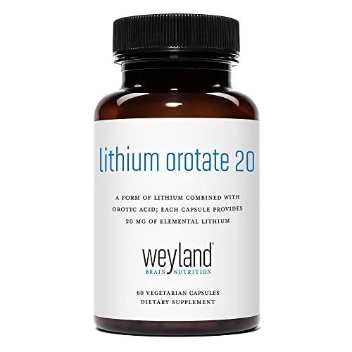 Lithium Orotate 20mg (1 Bottle), 60 Vegetarian Capsules, Lithium Supple - TrustMedUSA