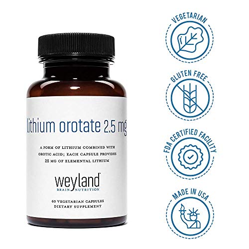 Lithium Orotate 2.5mg (1 Bottle), 60 Vegetarian Capsules, Lithium Supple - TrustMedUSA
