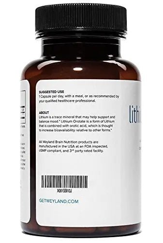 Lithium Orotate 2.5mg (1 Bottle), 60 Vegetarian Capsules, Lithium Supple - TrustMedUSA