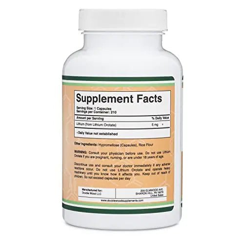 Lithium Orotate 5mg, 210 Capsules (Third Party Tested, Made in The USA - TrustMedUSA