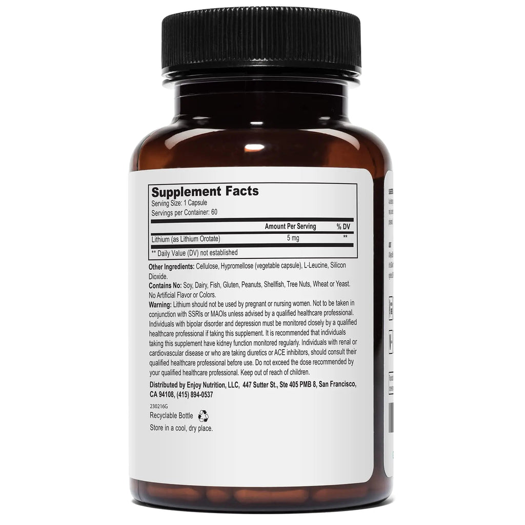 Lithium Orotate - 5mg of Elemental Lithium per Vegetarian Capsule - TrustMedUSA