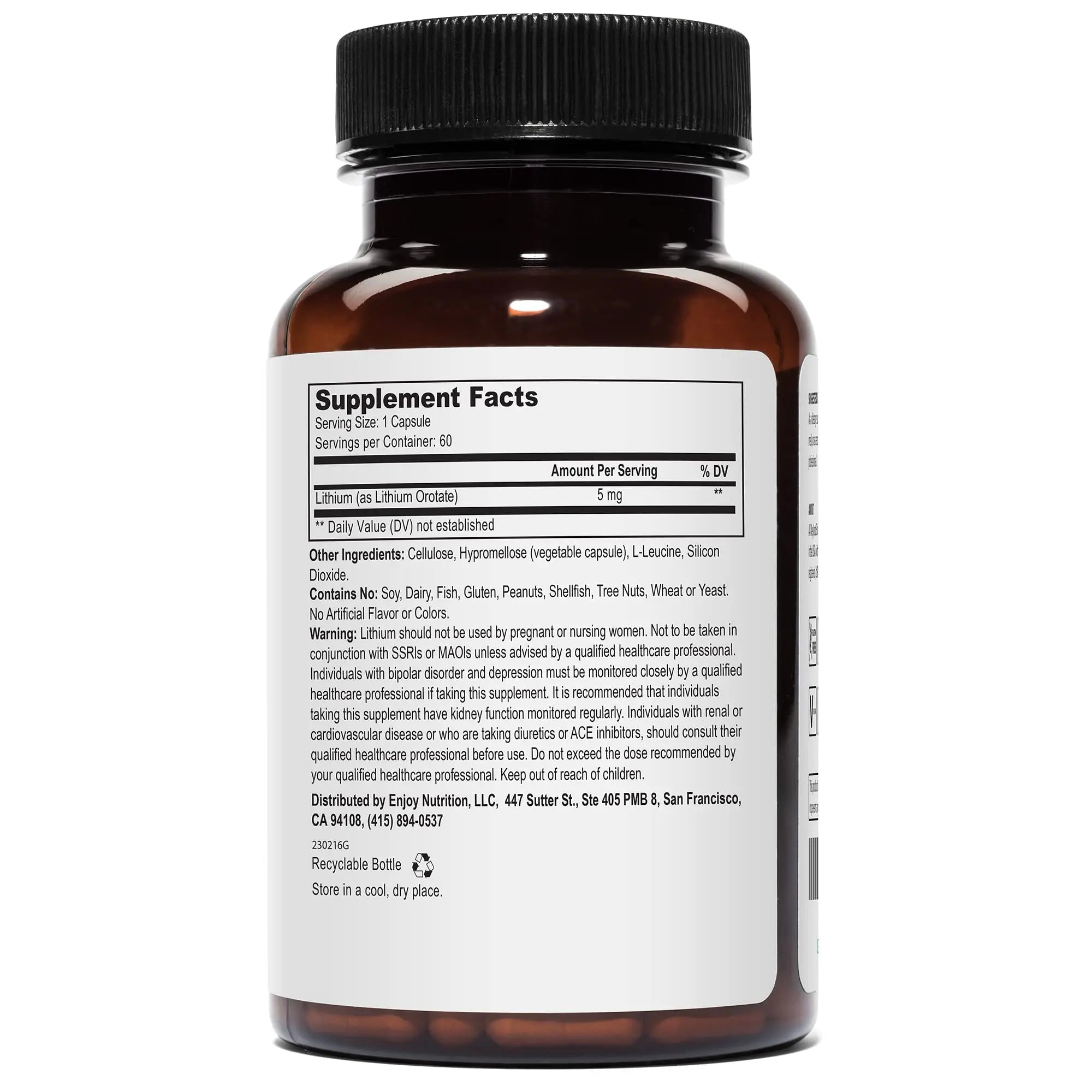 Lithium Orotate - 5mg of Elemental Lithium per Vegetarian Capsule - TrustMedUSA