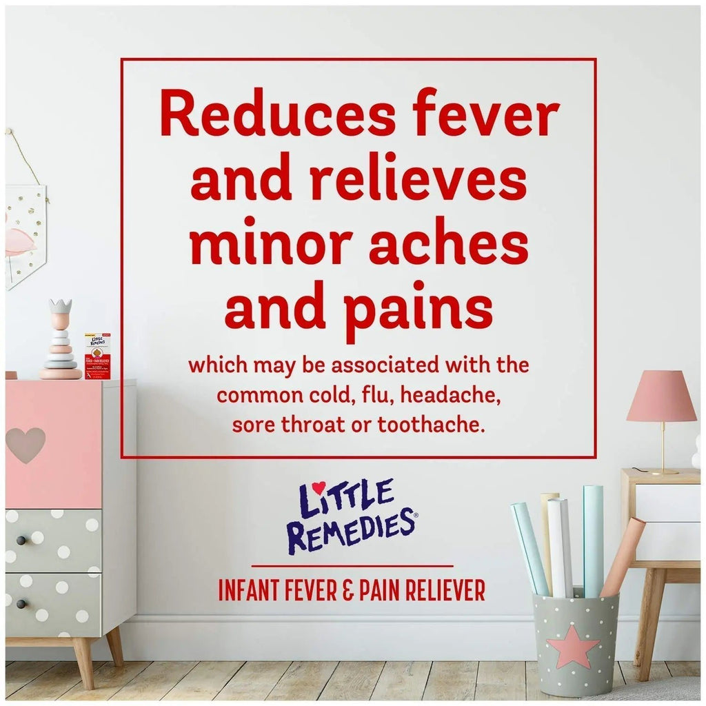 Little Remedies Infant Fever & Pain Reliever with Acetaminophen, Baby Medicine with No Artificial Sweeteners, Flavors or Dyes, Natural Berry Flavor, 2 Fl Oz, Pack of 2 - TrustMedUSA