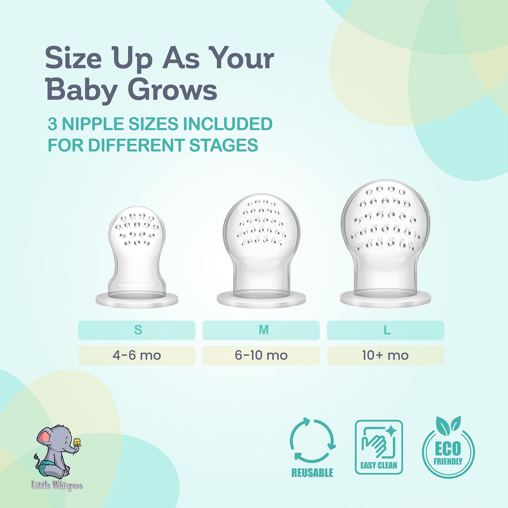 LittleWhispers Baby Fruit & Food Feeder Pacifier - Pacifier Feeders for Fresh Fruit or Frozen Breastmilk - Infant Teething Relief - Set of 2 - Maple Wellness Supplements