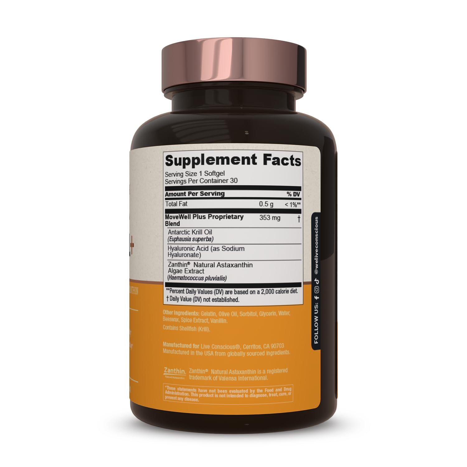 Live Conscious Joint Health Supplement - MoveWell Plus Antarctic Krill Oil, Natural Astaxanthin and Hyaluronic Acid | Outperforms Glucosamine (2 Pack) - TrustMedUSA
