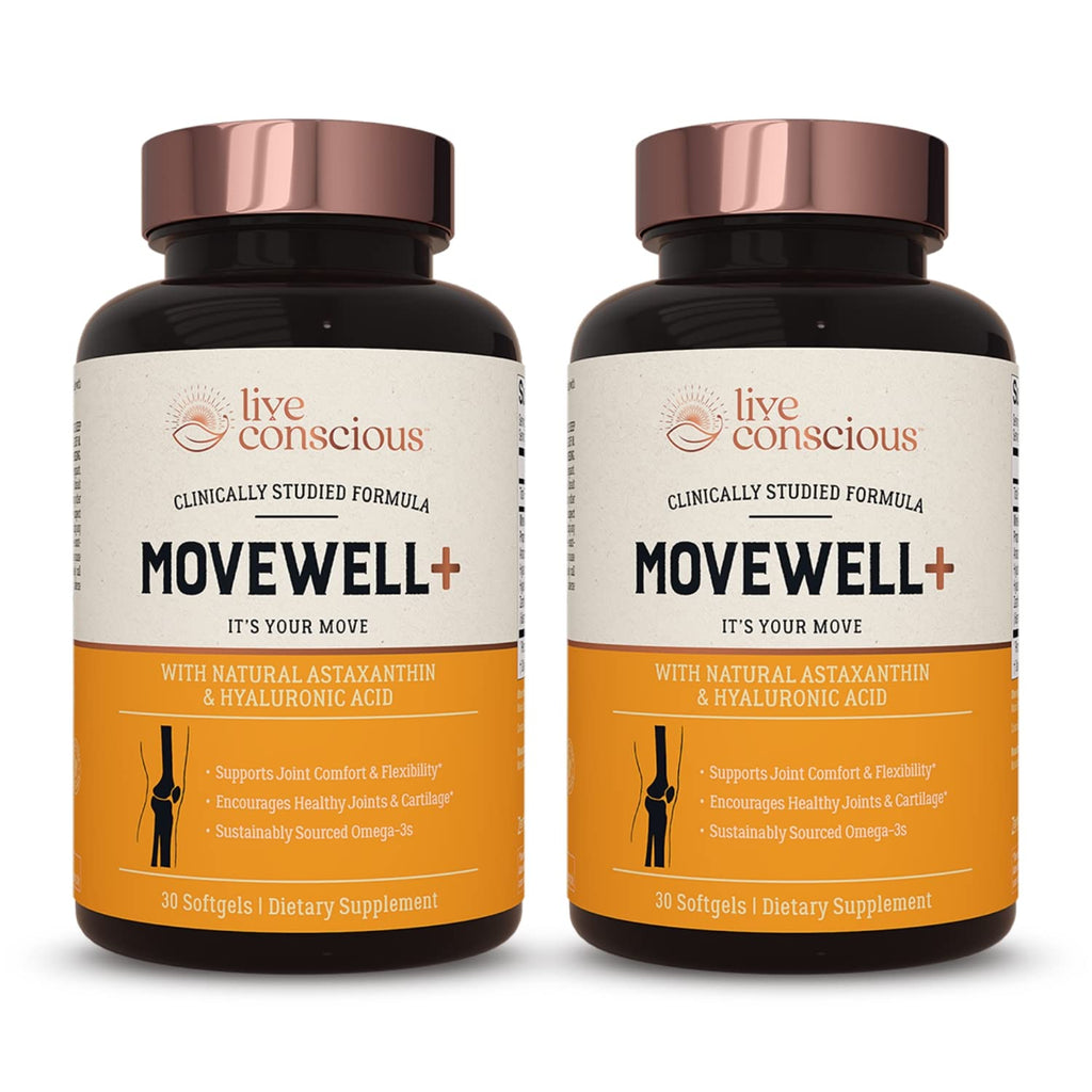 Live Conscious Joint Health Supplement - MoveWell Plus Antarctic Krill Oil, Natural Astaxanthin and Hyaluronic Acid | Outperforms Glucosamine (2 Pack) - TrustMedUSA