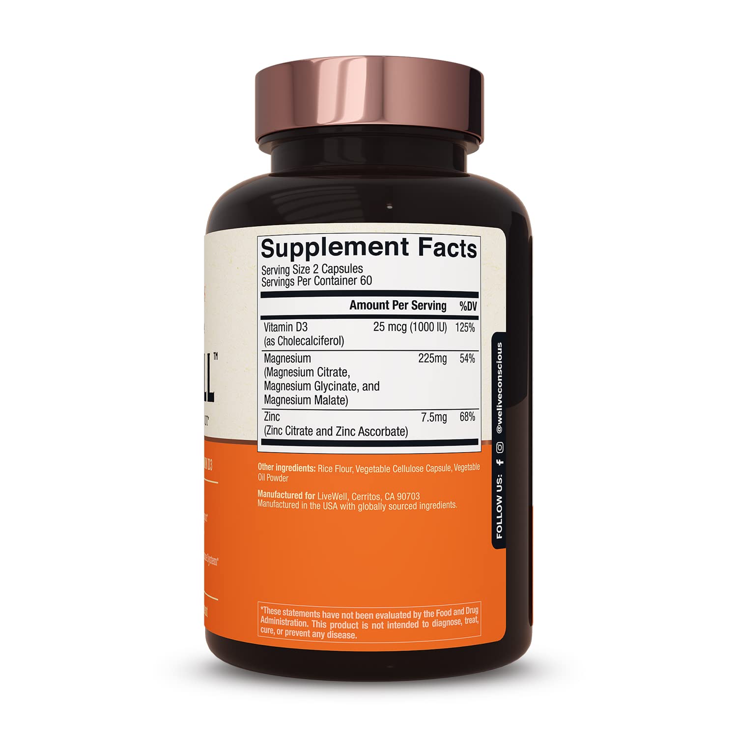 Live Conscious Magwell Magnesium Zinc & Vitamin D3 - Magnesium Glycinate, Malate, & Citrate - Triple Supplement for Women & Men - TrustMedUSA
