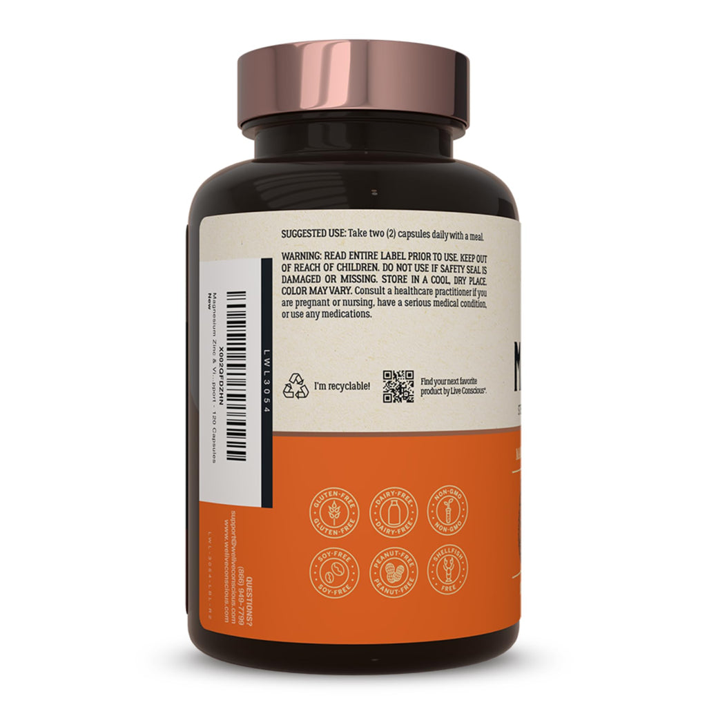 Live Conscious Magwell Magnesium Zinc & Vitamin D3 - Magnesium Glycinate, Malate, & Citrate - Triple Supplement for Women & Men - TrustMedUSA