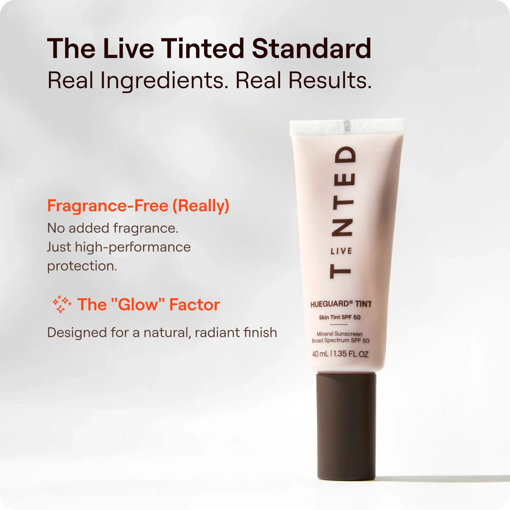 Live Tinted Hueguard Skin Tint SPF 50 - Tinted Mineral Sunscreen with Light-Medium Buildable Coverage With a Hydrating and Radiant Finish - Water and Sweat Resistant, 1.35 fl oz - Shade 10 - TrustMedUSA