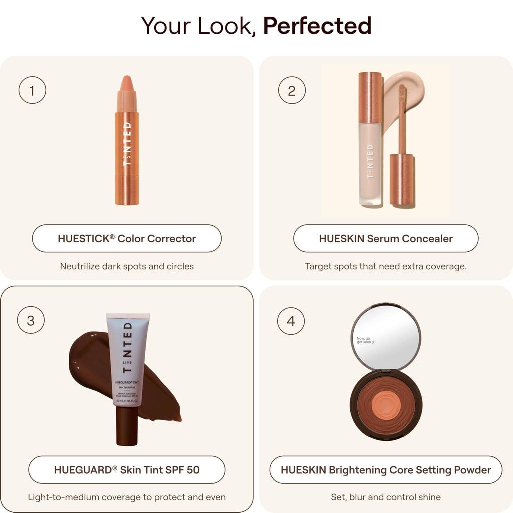 Live Tinted Hueguard Skin Tint SPF 50 - Tinted Mineral Sunscreen with Light-Medium Buildable Coverage With a Hydrating and Radiant Finish - Water and Sweat Resistant, 1.35 fl oz - Shade 10 - TrustMedUSA