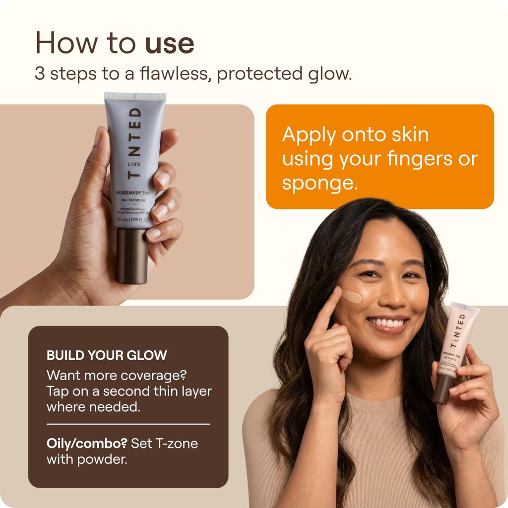 Live Tinted Hueguard Skin Tint SPF 50 - Tinted Mineral Sunscreen with Light-Medium Buildable Coverage With a Hydrating and Radiant Finish - Water and Sweat Resistant, 1.35 fl oz - Shade 10 - TrustMedUSA