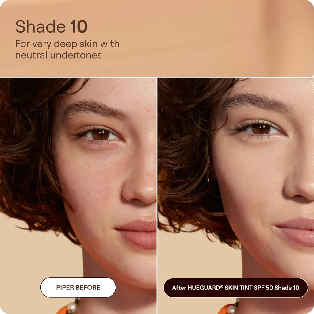 Live Tinted Hueguard Skin Tint SPF 50 - Tinted Mineral Sunscreen with Light-Medium Buildable Coverage With a Hydrating and Radiant Finish - Water and Sweat Resistant, 1.35 fl oz - Shade 10 - TrustMedUSA
