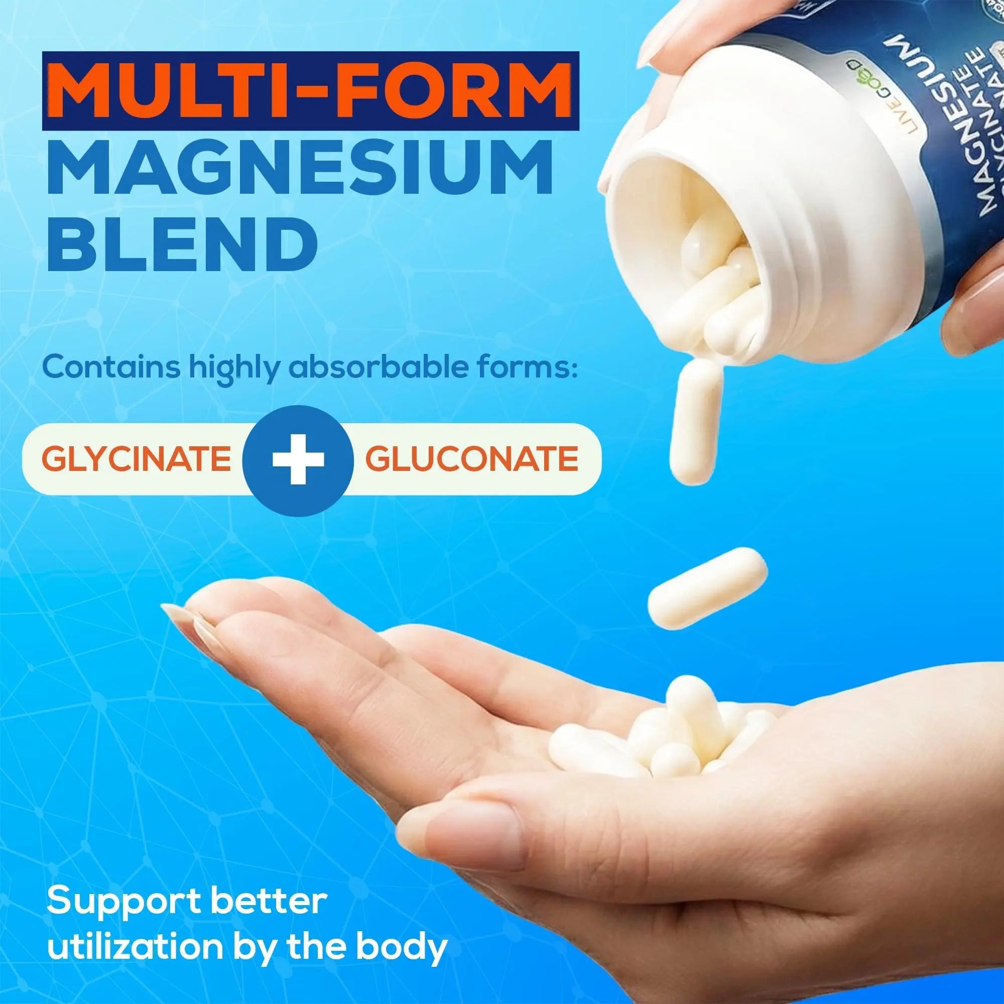 LiveGood™ Ultra Magnesium Complex, Organic Magnesium Glycinate and Gluconate for Muscle Recovery, Nerve Support & Relief – High Absorption Supplement, Vegan, Non-GMO, Made in USA, 60 Capsules - TrustMedUSA