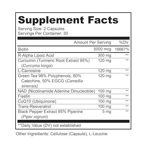LIVELY VITAMIN CO. Perfect Ten - Anti-Aging & Antioxidant Supplement - Biotin & Lipoic Acid - Healthy Hair, Skin, Nails - Energy Boost - Sharper Brain Function - Stronger Immunity - 60 Capsules - TrustMedUSA