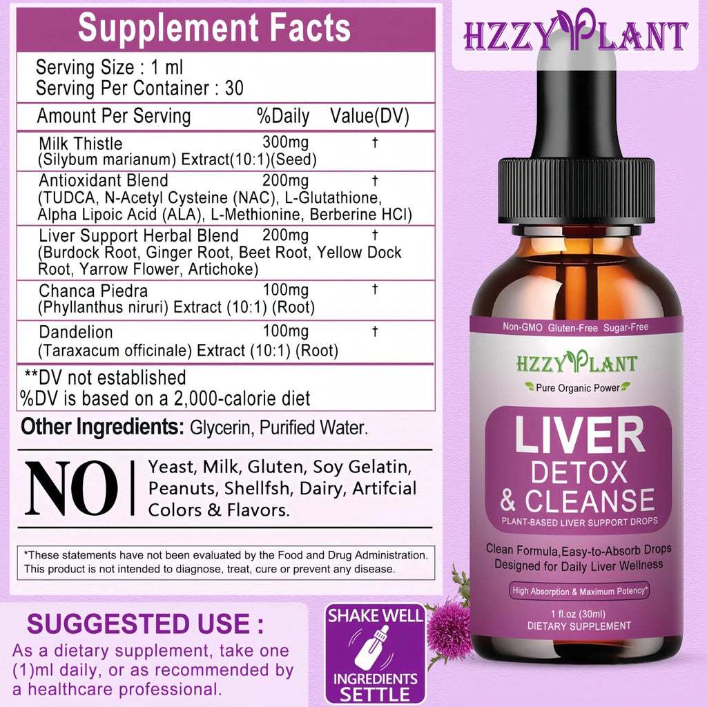 Liver Cleanse Detox & Repair Drops - Liquid Liver Support Tincture with Milk Thistle, Dandelion, Artichoke, TUDCA, NAC, Chanca Piedra - 15-in-1 Advanced Liver Detox Health Supplement - Vegan, Non-GMO - TrustMedUSA