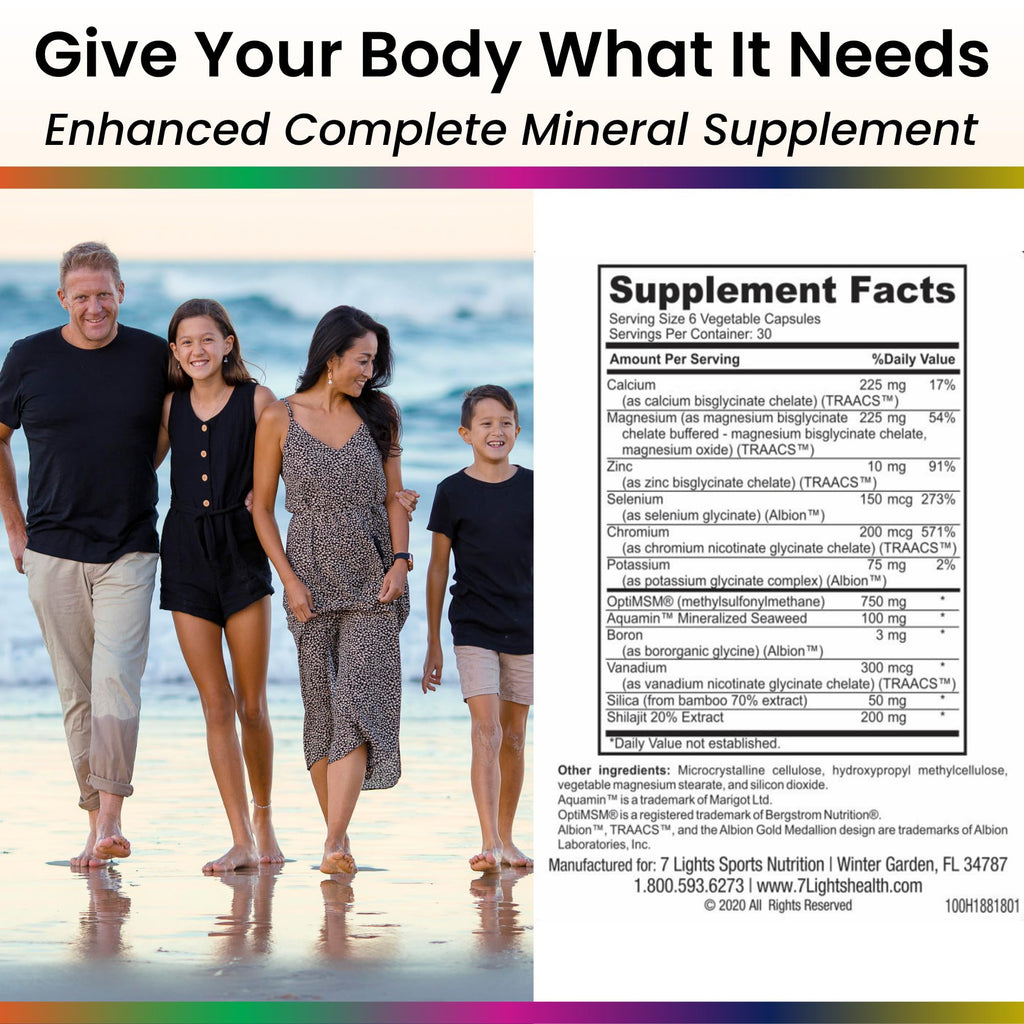 Living Stones, Complete Mineral Supplement with Zinc, Calcium, Magnesium, Selenium, Trace Minerals, No Added Iron, with MSM (Organic Sulfur) and Shilajit, Premium Absorption (30-Day Supply - 180 Caps) - TrustMedUSA
