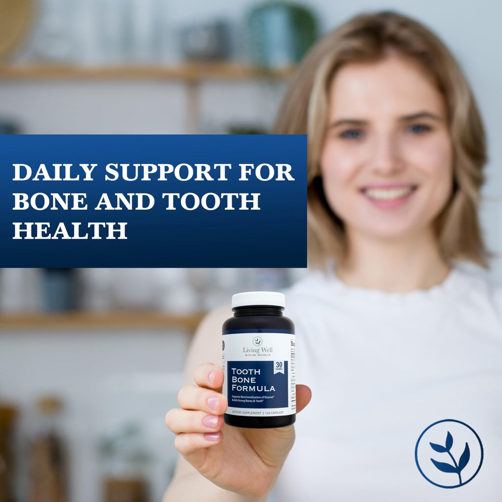 Living Well with Dr. Michelle Tooth & Bone Formula - Supplement with Calcium for Bone Strength & Tooth Enamel Support, D3 + K2, 120 Capsules, Non-GMO, Gluten-Free - TrustMedUSA