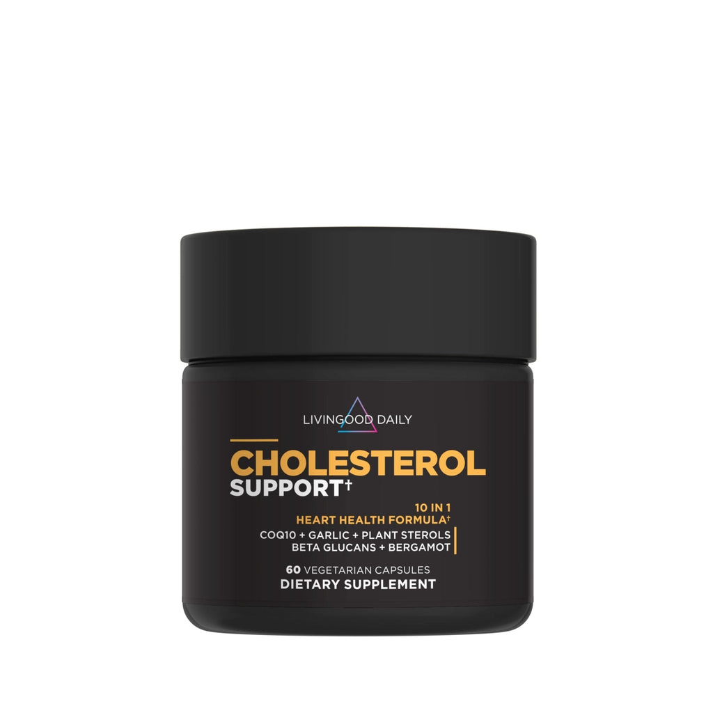 Livingood Daily Cholesterol Support Supplement with Garlic, CoQ10, Vitamin E, Bergamot, Plant Sterols for Body and Heart Health Support, Supports LDL and Triglycerides, Gluten Free, Vegan, 60 Capsules - Maple Wellness Supplements