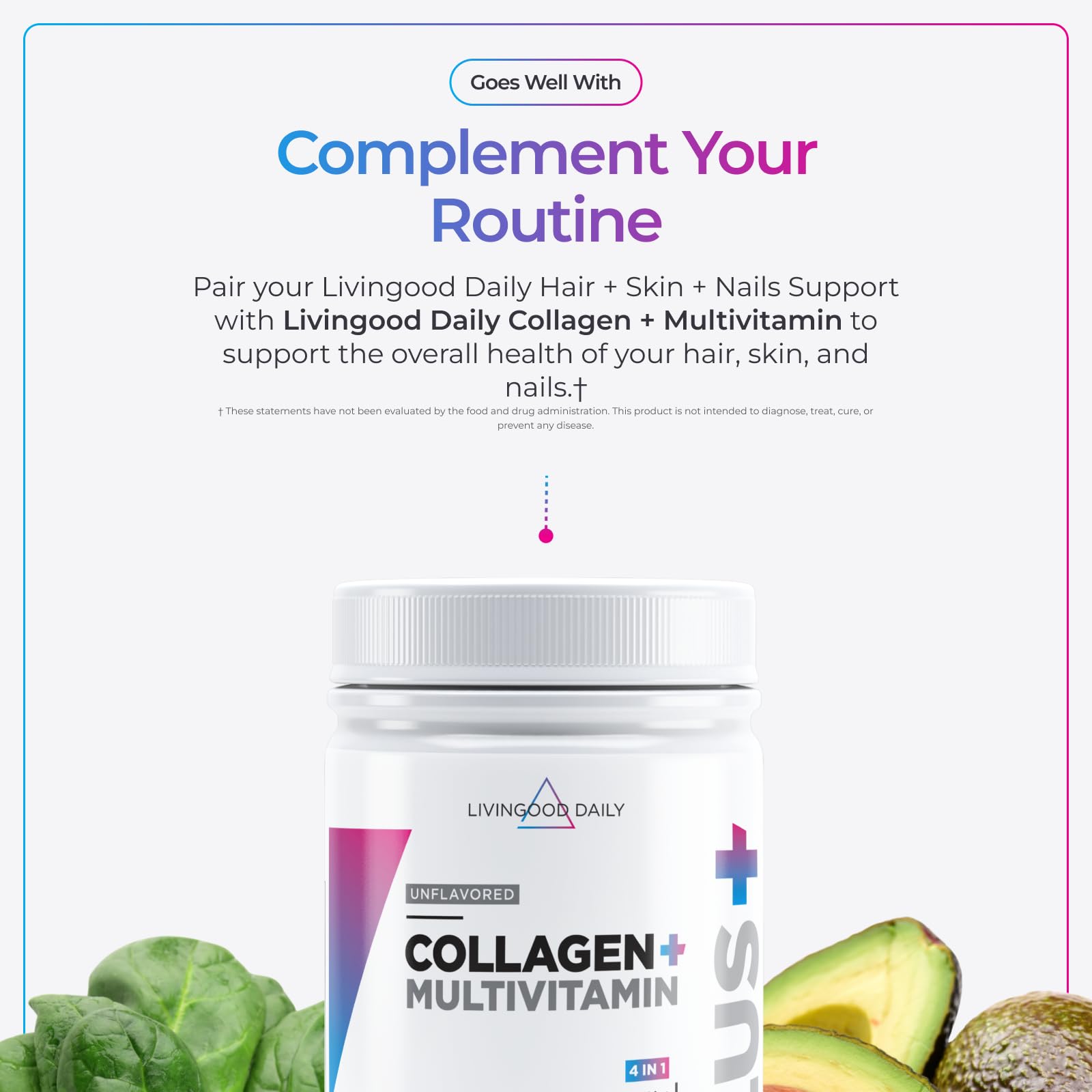 Livingood Daily Hair, Skin & Nails Supplement, 14-in-1 Formula with Biotin, Collagen, Keratin, Bamboo, Selenium, Folate, B12, Zinc and More, Beauty Supplement for Women & Men, Gluten Free, 60 Capsules - TrustMedUSA