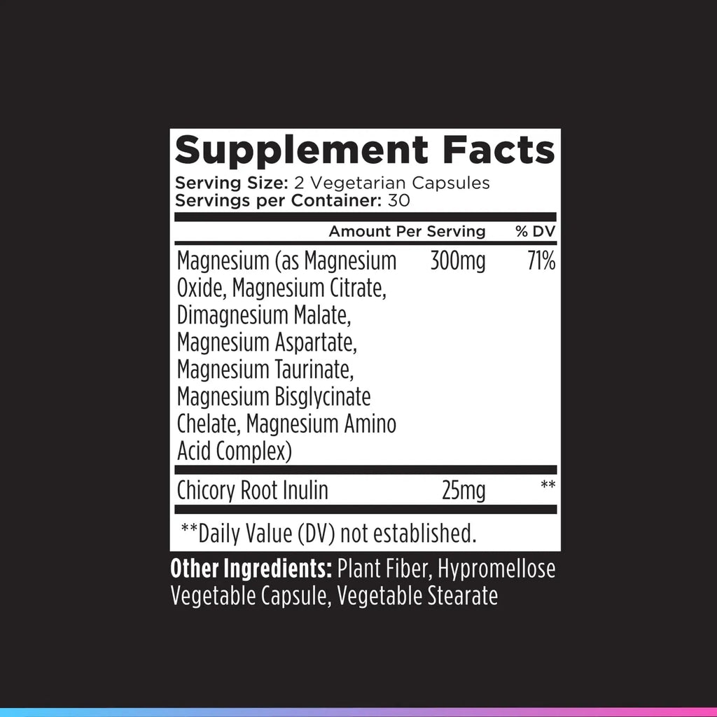 Livingood Daily Magnesium Supplement with Magnesium Glycinate, Citrate, Malate, Oxide, Aspartate, Amino Acid Complex and Chicory Root for Heart Health, Sleep and Muscle Support, 300mg, 60 Capsules - TrustMedUSA