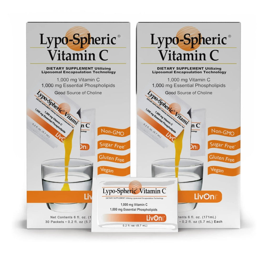 LivOn Laboratories - Lypo–Spheric Vitamin C – 1,000 mg Vitamin C & 1,000 mg Essential Phospholipids Per Packet – Liposome Encapsulated for Improved Absorption – Non–GMO - 2 Pack (60 Count) - TrustMedUSA