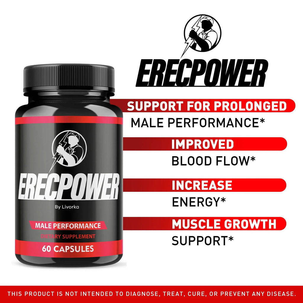 LIVORKA Erecpower Multivitamin Male Performance Capsules for Mens Health, Advanced Formula - 300 Capsules (5 Month Supply) - Pack of 5 - TrustMedUSA
