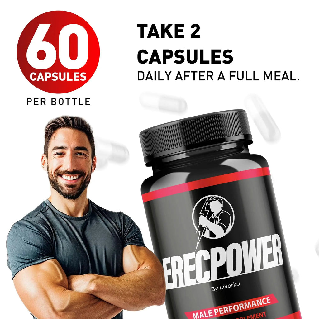 LIVORKA Erecpower Multivitamin Male Performance Capsules for Mens Health, Advanced Formula - 300 Capsules (5 Month Supply) - Pack of 5 - TrustMedUSA