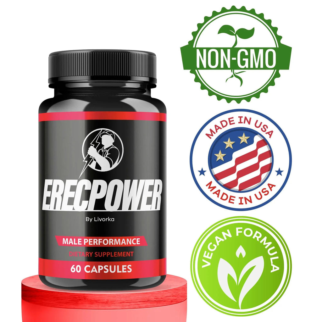 LIVORKA Erecpower Multivitamin Male Performance Capsules for Mens Health, Advanced Formula - 300 Capsules (5 Month Supply) - Pack of 5 - TrustMedUSA