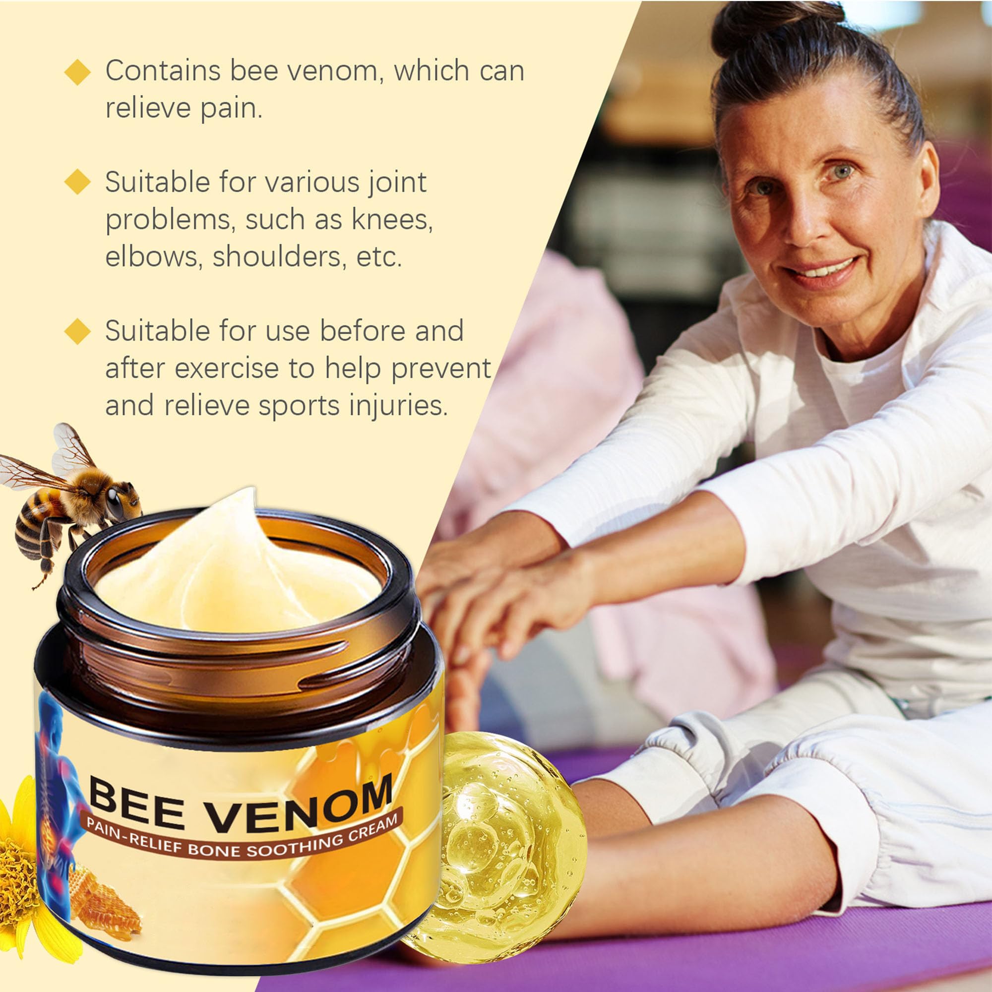 Liwoci Bee Venom Cream-Suitable for Neck, Waist, Back, Hands, Feet and Leg Joint Pain Care - TrustMedUSA